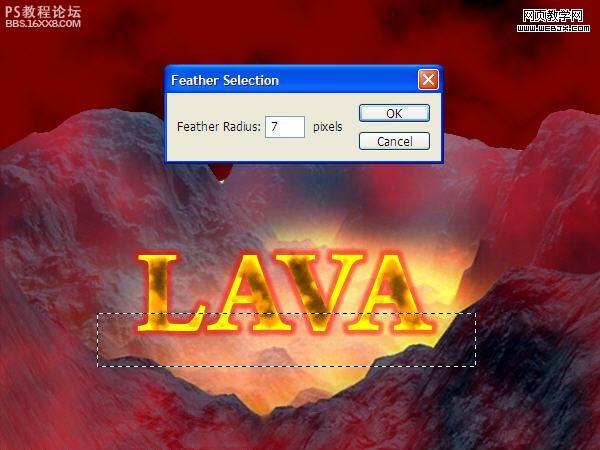 photoshop制作燃燒中的熔巖上的文字特效