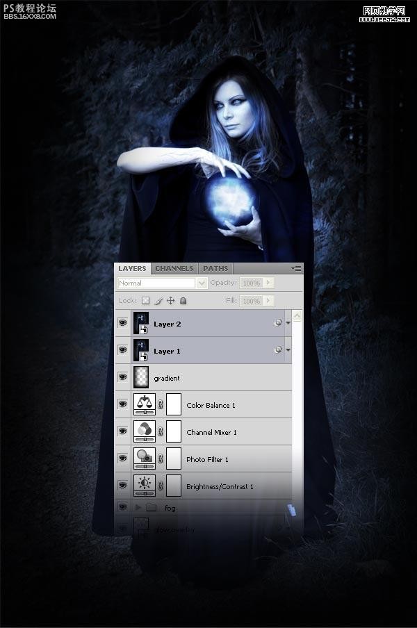 PS教程:详细制作手拿神秘魔法球的女巫师