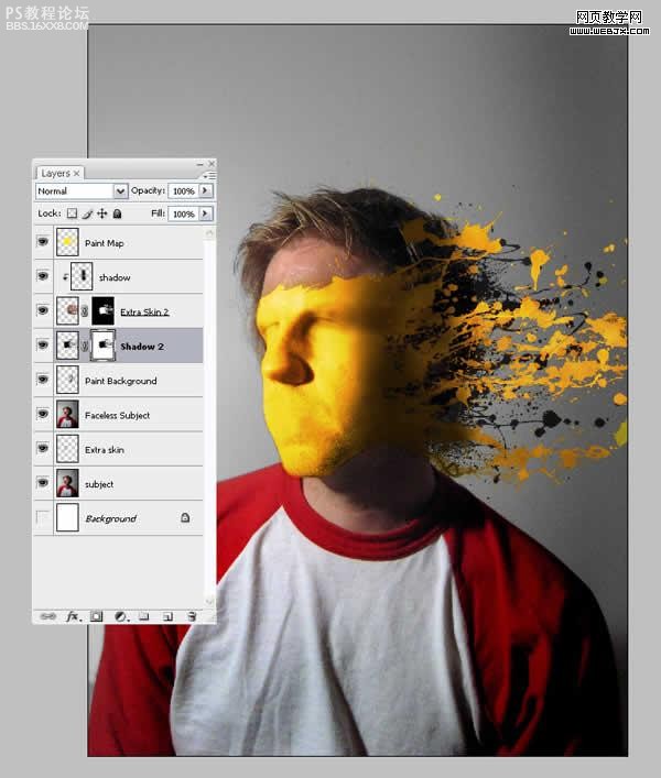 photoshop做潑到臉上的油漆效果