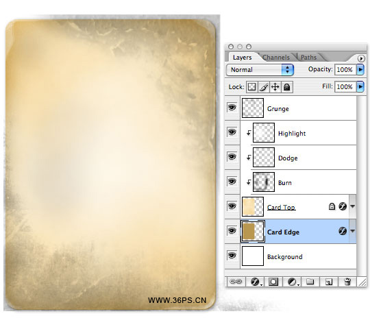 Photoshop制作一张旧的扑克牌
