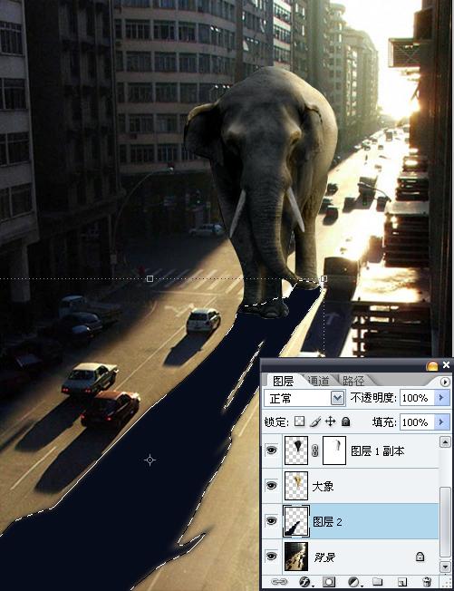 PS合成照片教程:城中大象