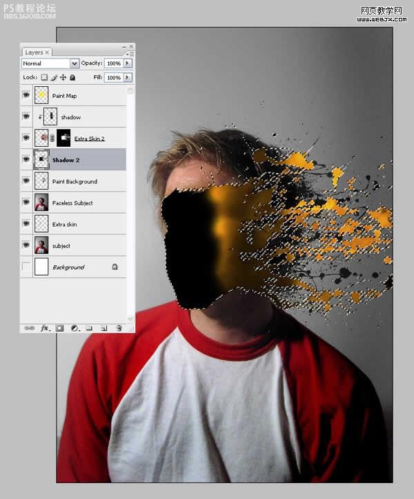 photoshop做泼到脸上的油漆效果