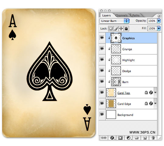 Photoshop制作一张旧的扑克牌
