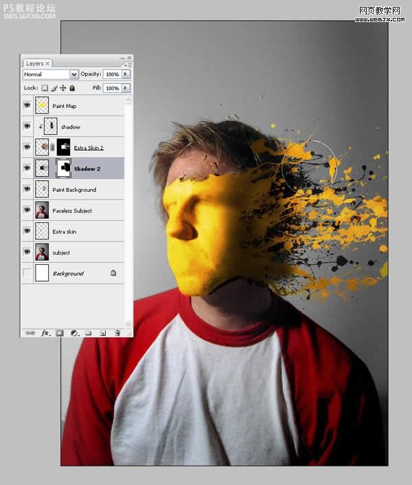 photoshop做潑到臉上的油漆效果