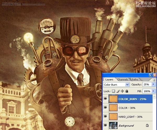 photoshop合成实例:蒸汽朋克风格的插画