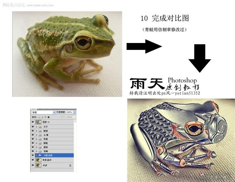 photoshop合成实例教程:合成机器青蛙