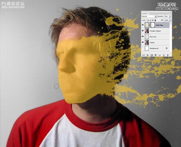 photoshop做潑到臉上的油漆效果