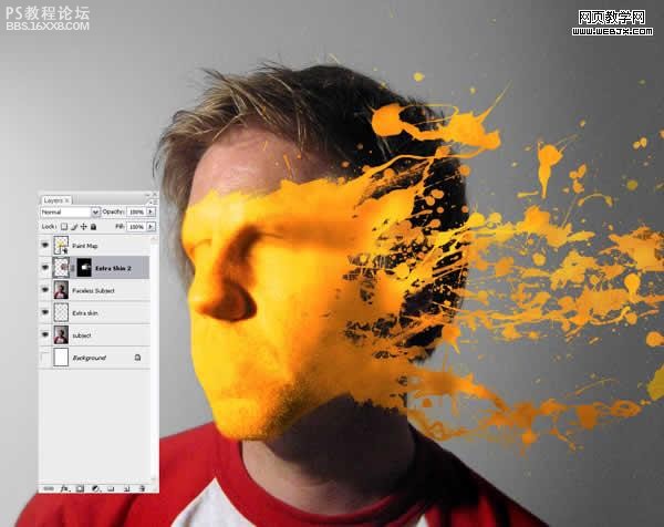 photoshop做潑到臉上的油漆效果
