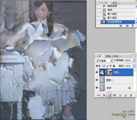 PS合成墙壁上剥落的旧画技巧
