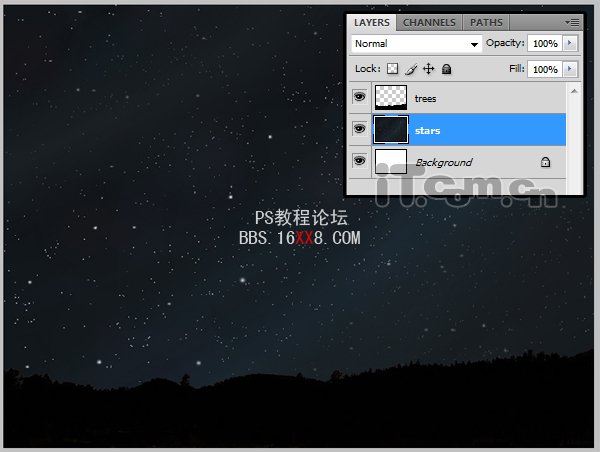 PhotoShop教程合成夜空中美丽的极光效果