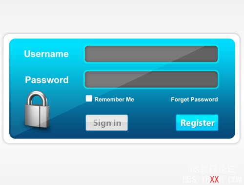 Photoshop设计蓝色风格的网页登陆框