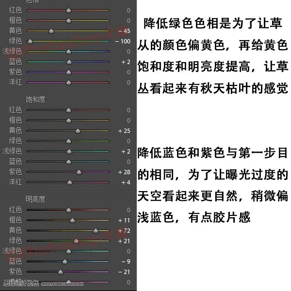 暖色調，營造室外人像清新的暖色效果