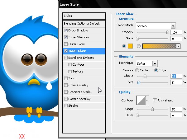 PhotoShop绘制可爱的Twriter小鸟的教程