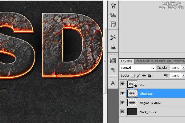 ps岩浆文字教程