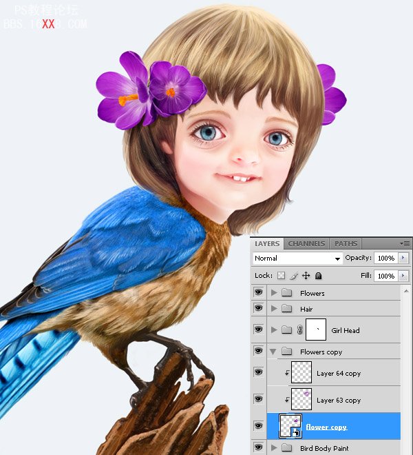PHOTOSHOP教程:創(chuàng)建一個夢幻的小鳥女孩畫像