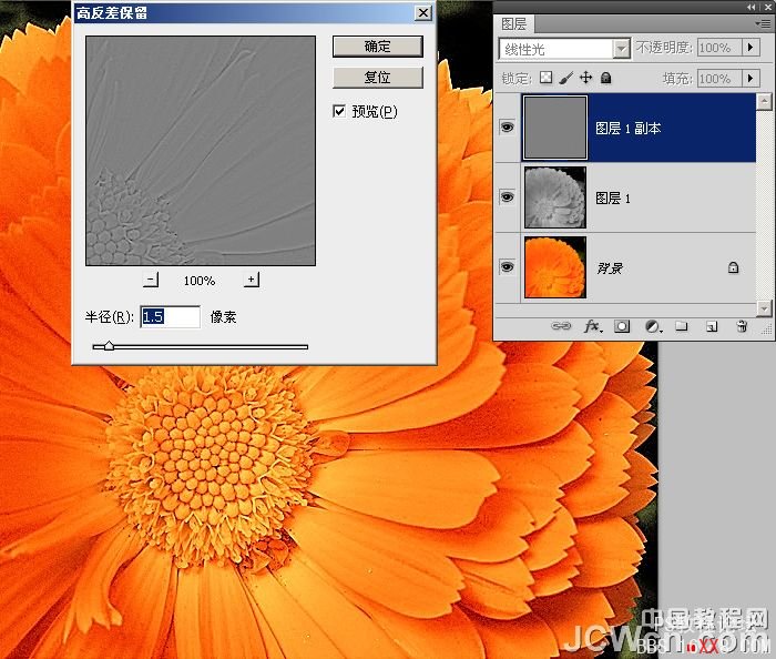 Photoshop美化教程：10秒找回花朵颜色层次和锐度