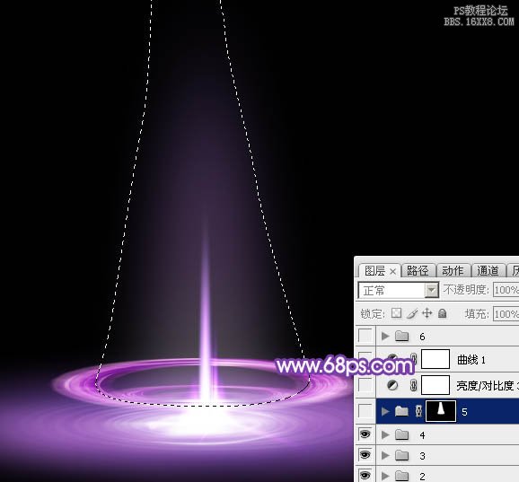 ps滤镜制作圆环形紫色光束