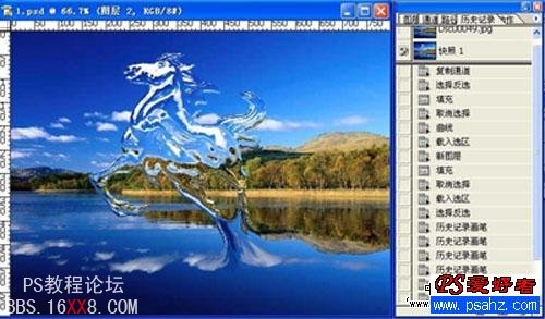 photoshop合成教程:水上跃起的骏马