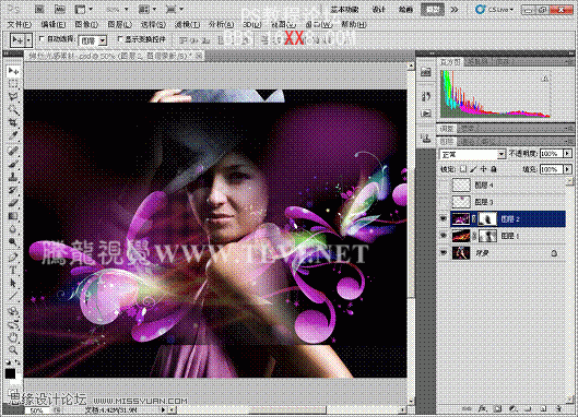 Photoshop cs5制作流光溢彩的光效美女背景