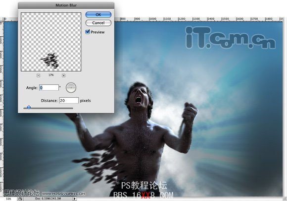 Photoshop教程:筆刷和濾鏡制作一種身體分解的效果