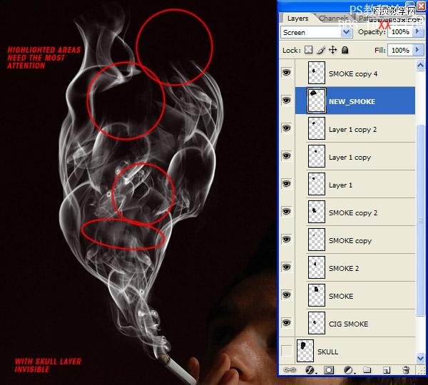 PS合成教程:制作骷髅烟雾禁烟标志