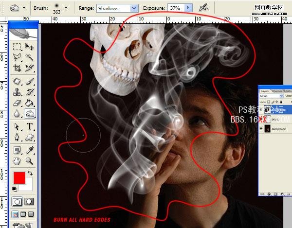 PS合成教程:制作骷髅烟雾禁烟标志