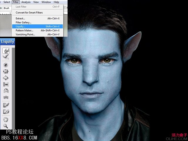 Photoshop cs2教程:制作汤姆·克鲁斯的阿凡达形象