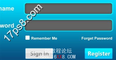 Photoshop设计蓝色风格的网页登陆框