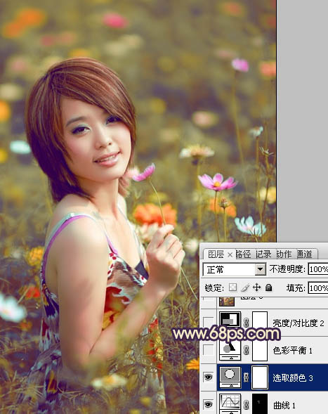 Photosho处理花景美女图片流行的淡暖色