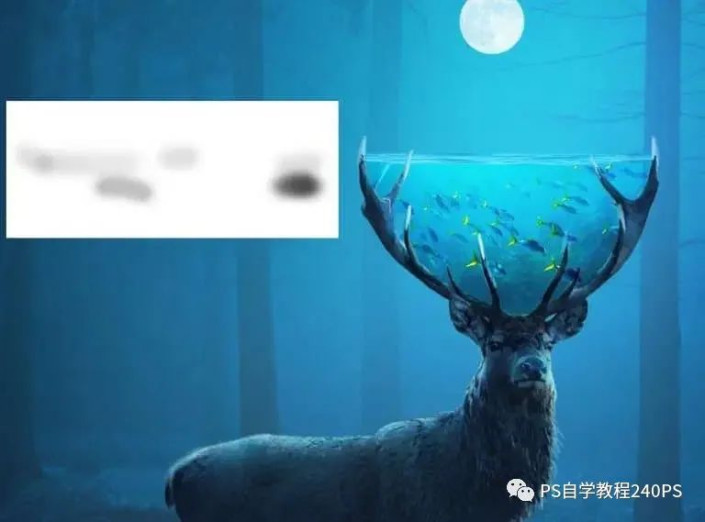 奇幻合成，合成鹿角中的神秘水世界