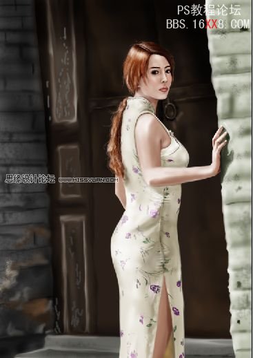 Photoshop教程:手繪中國風的旗袍美女