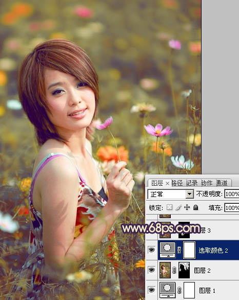 Photosho处理花景美女图片流行的淡暖色