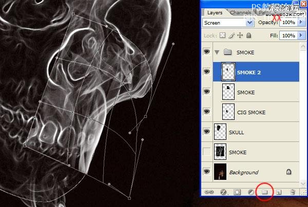 PS合成教程:制作骷髅烟雾禁烟标志