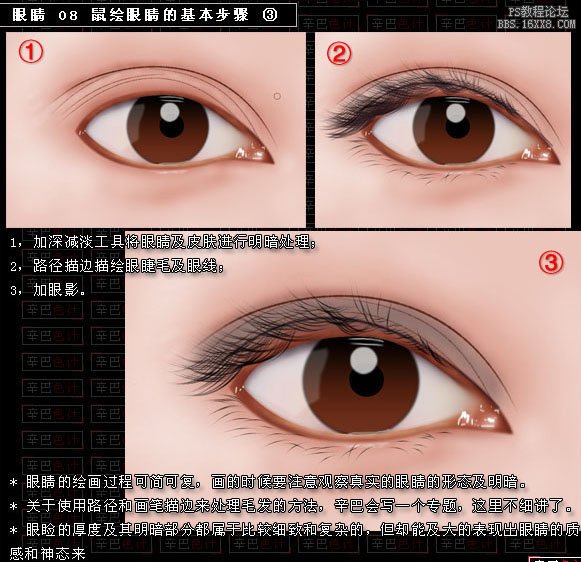 PS教程--转手绘（眼睛进阶）