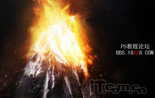PS合成非常震撼的火山噴發字