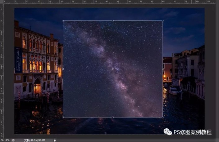 图片效果，通过PS把普通夜景照片制作成银河效果照片