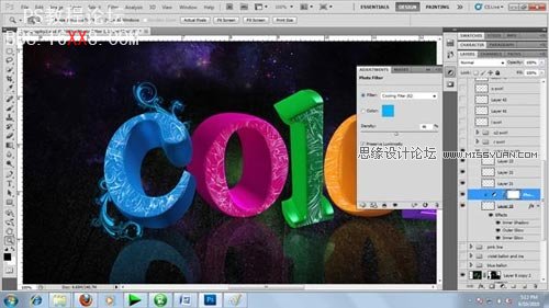 Photoshop制造绚丽多彩的3D文字效果