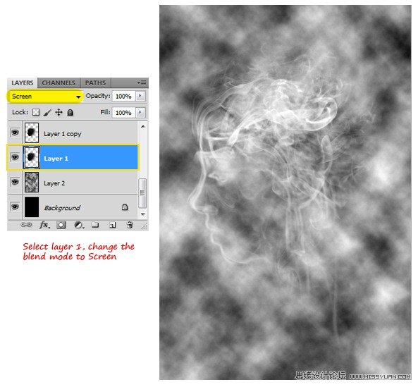 ps素材合成煙霧頭像效果