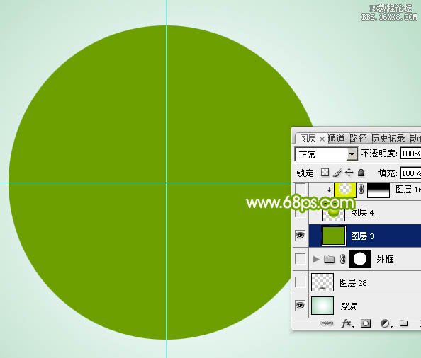 ps綠色圓形水晶按鈕教程