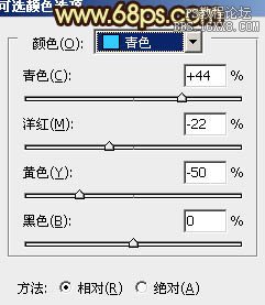 ps处理树林模特图片柔和的青褐色