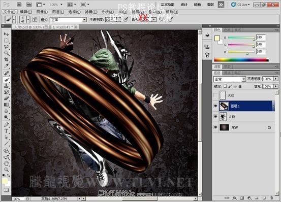 Photoshop CS5画笔工具：制作动感火焰环绕特效