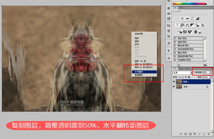 PS用镜像合成可怕公鸡