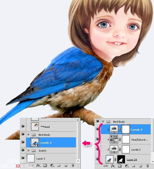 PHOTOSHOP教程:創(chuàng)建一個夢幻的小鳥女孩畫像