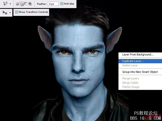 Photoshop cs2教程:制作汤姆·克鲁斯的阿凡达形象