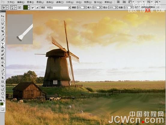 Photoshop CS5混合器画笔工具轻松做油画效果