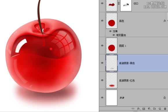 ps鼠绘红色樱桃教程