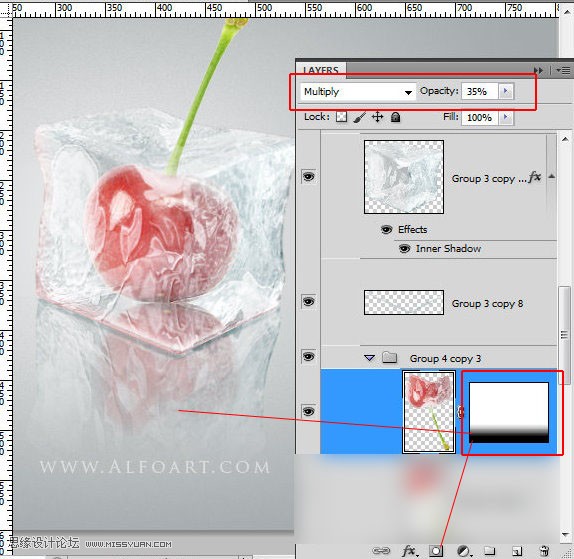 ps CS5利用3D功能打造逼真冰冻樱桃特效