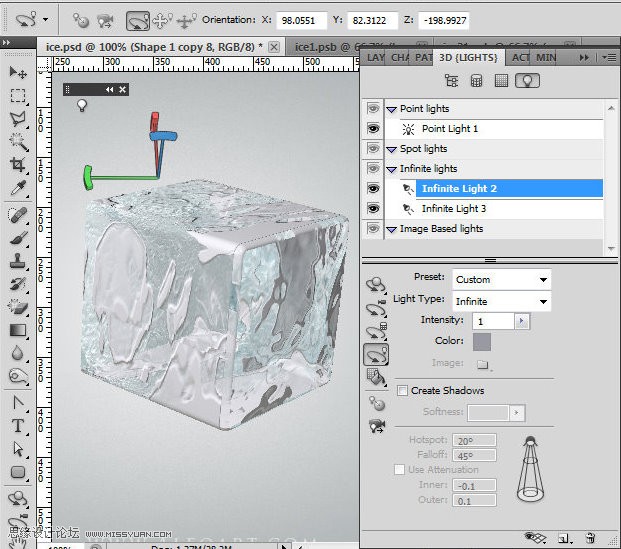 ps CS5利用3D功能打造逼真冰冻樱桃特效