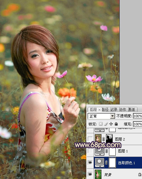 Photosho处理花景美女图片流行的淡暖色