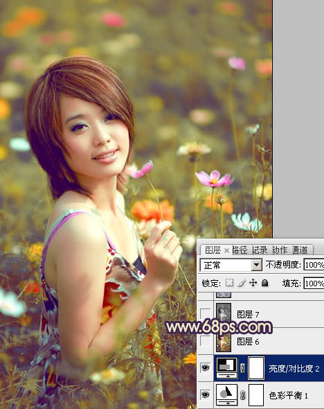 Photosho處理花景美女圖片流行的淡暖色